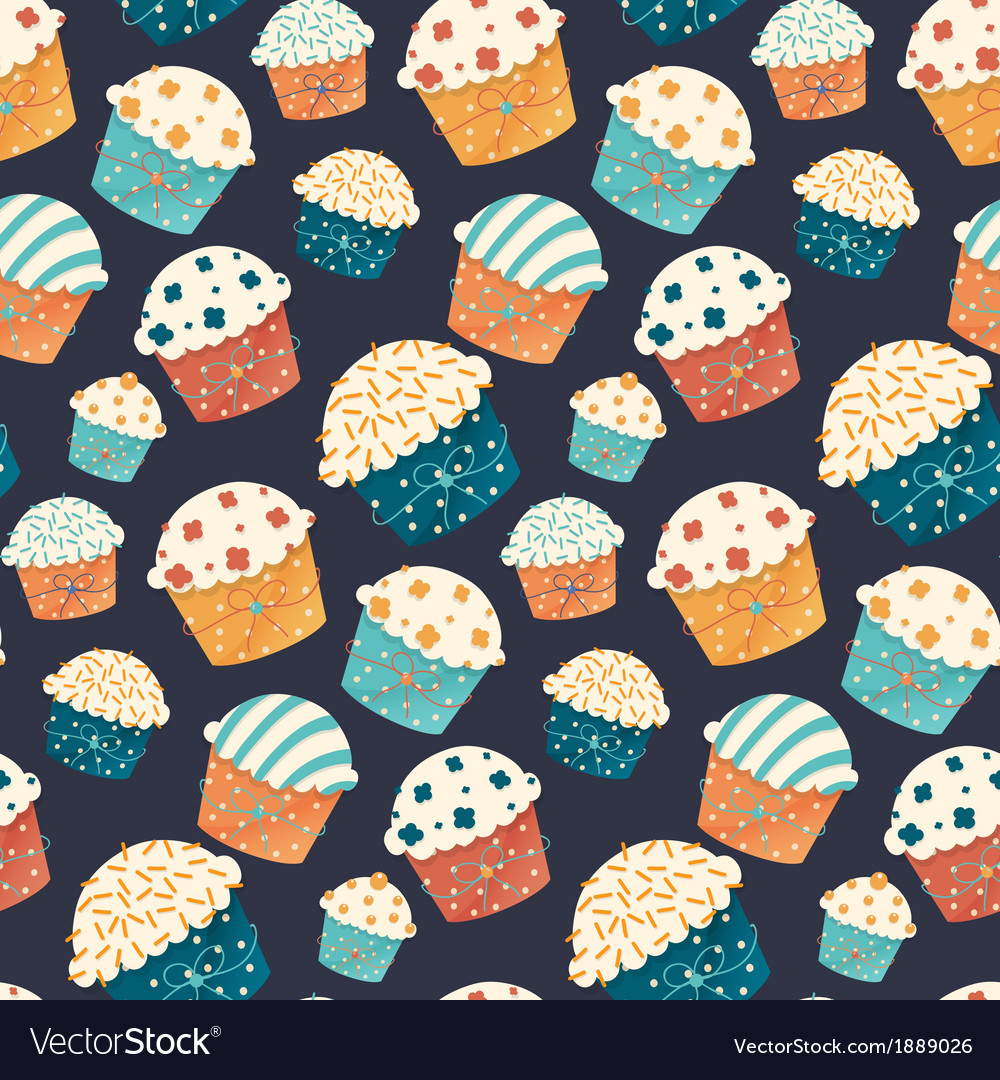 Seamless cupcake pattern Royalty Free Vector Image