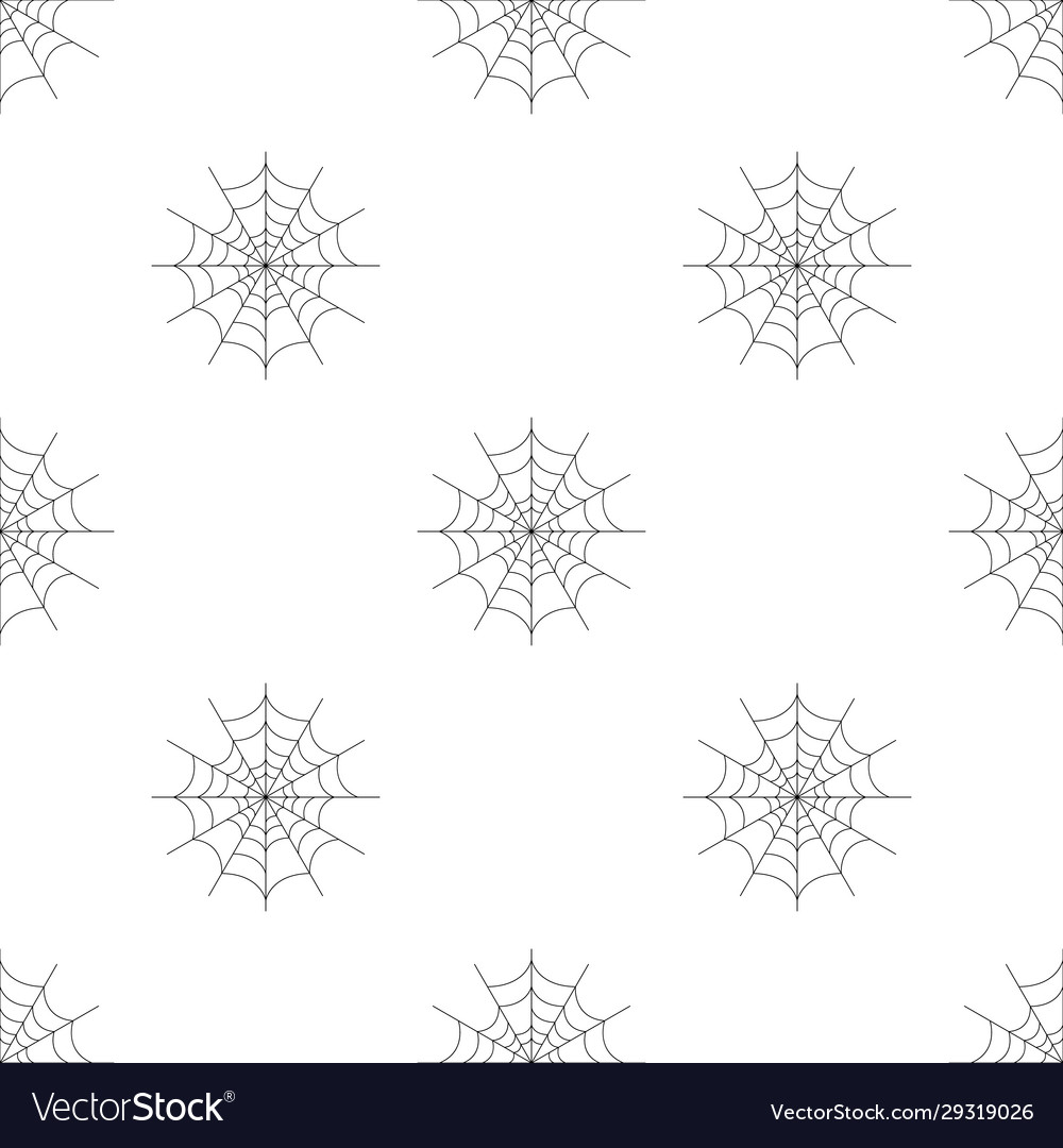Seamless pattern with spider web on white Vector Image Seamless pattern with spider web on white