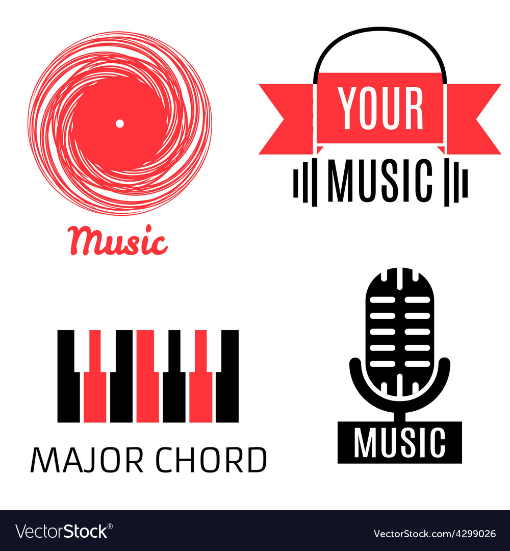 Set of four graphic monochrome music logotypes Vector Image