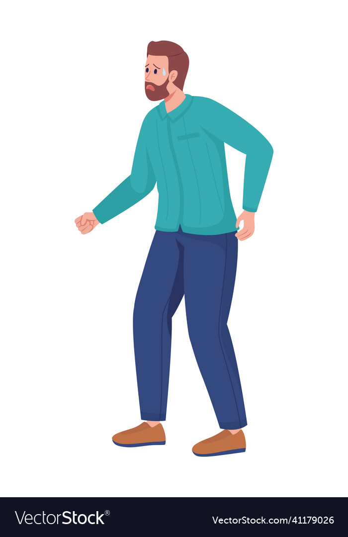 Shocked man semi flat color character Royalty Free Vector