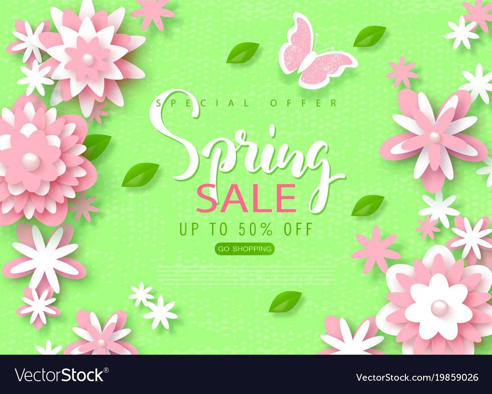 Spring Sale Banner Beautiful Background With Vector Image