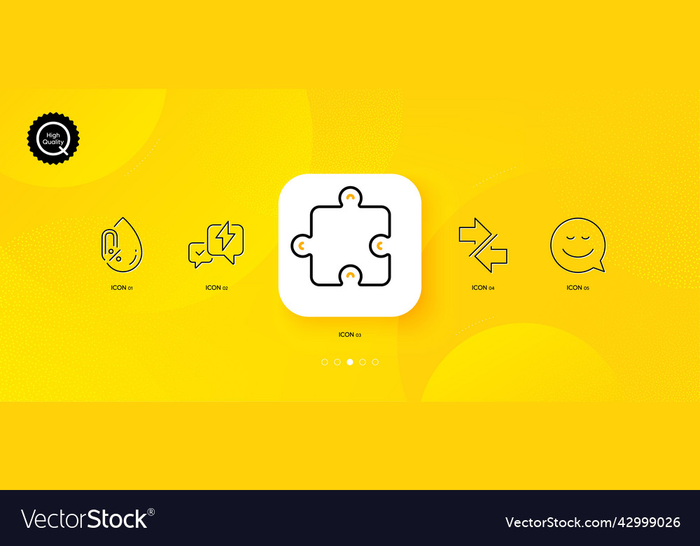 Synchronize smile and puzzle minimal line icons vector image Synchronize smile and puzzle minimal line icons