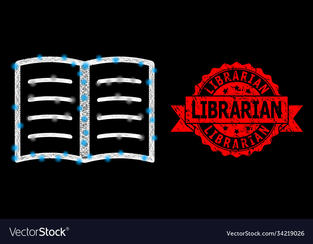 Textured librarian stamp seal and bright web net vector image Textured librarian stamp seal and bright web net