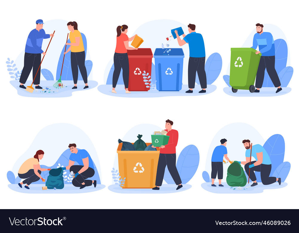 Volunteers clean up the environment garbage Vector Image