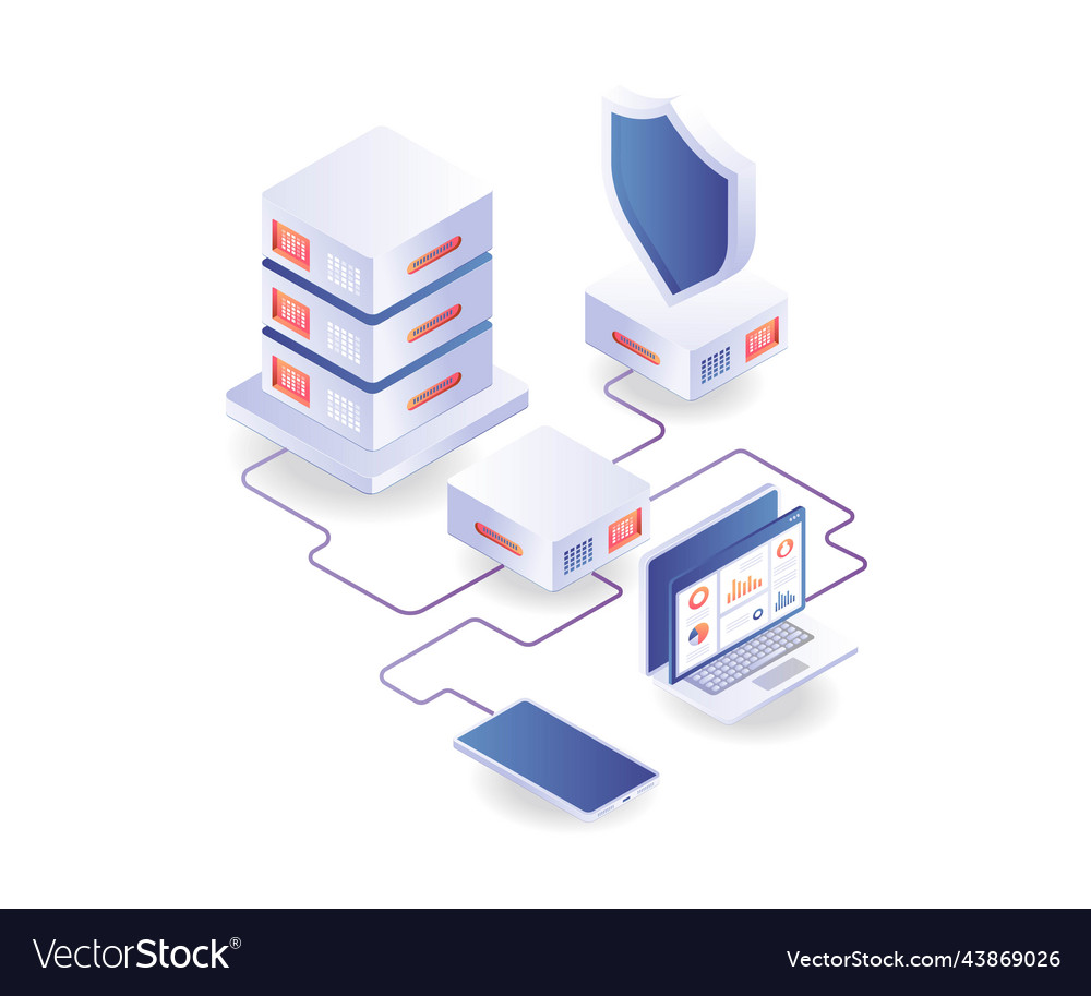 Wifi router with server computer security vector image Wifi router with server computer security
