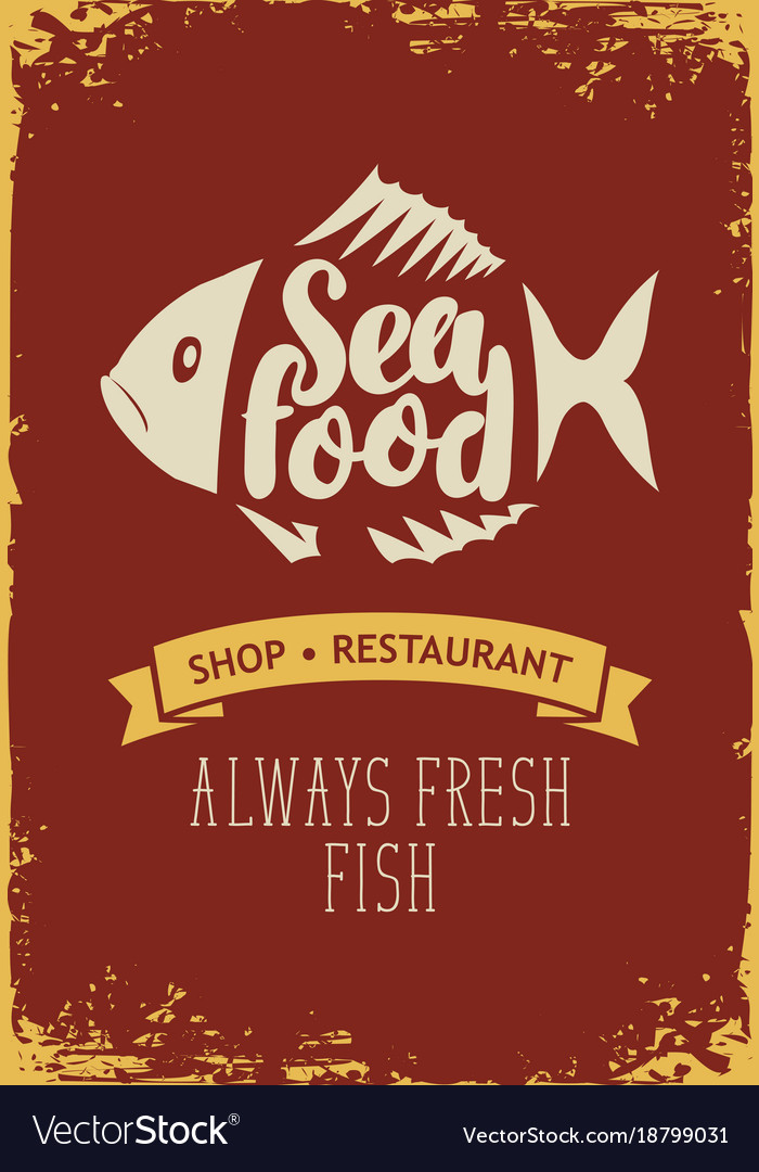 Banner For Seafood Restaurant Or Shop With A Fish Vector Image