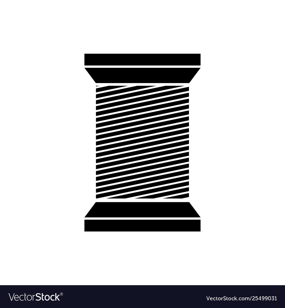 Black color tailor thread bobbin icon isolated