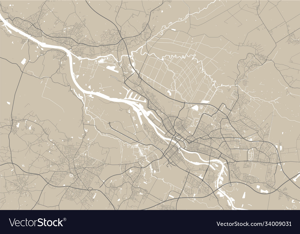 Detailed map bremen city linear print vector image Detailed map bremen city linear print