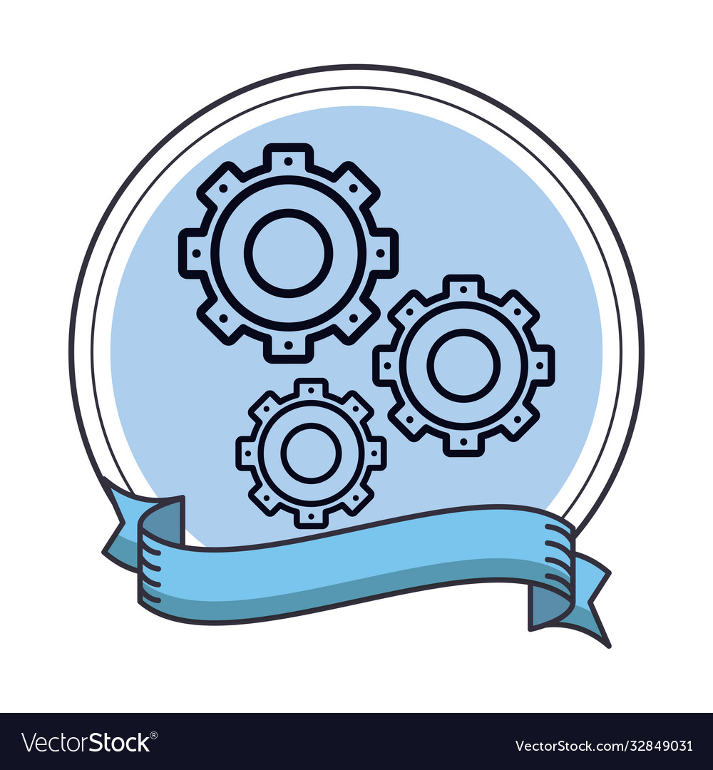 Gears settings setup in circular frame vector image Gears settings setup in circular frame