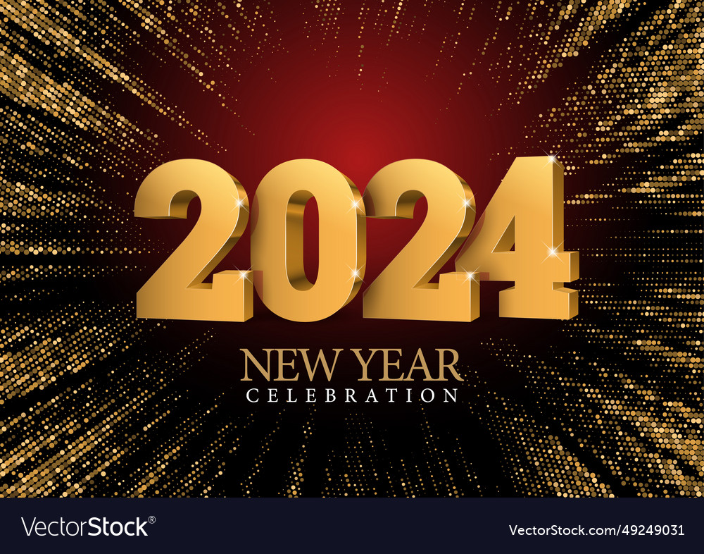 Gold text design 2024 golden 3d numbers Royalty Free Vector