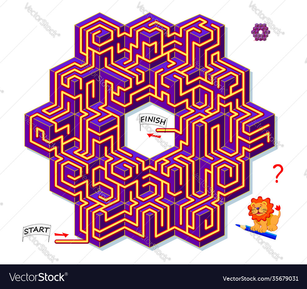 Logic puzzle game with labyrinth for children vector image Logic puzzle game with labyrinth for children