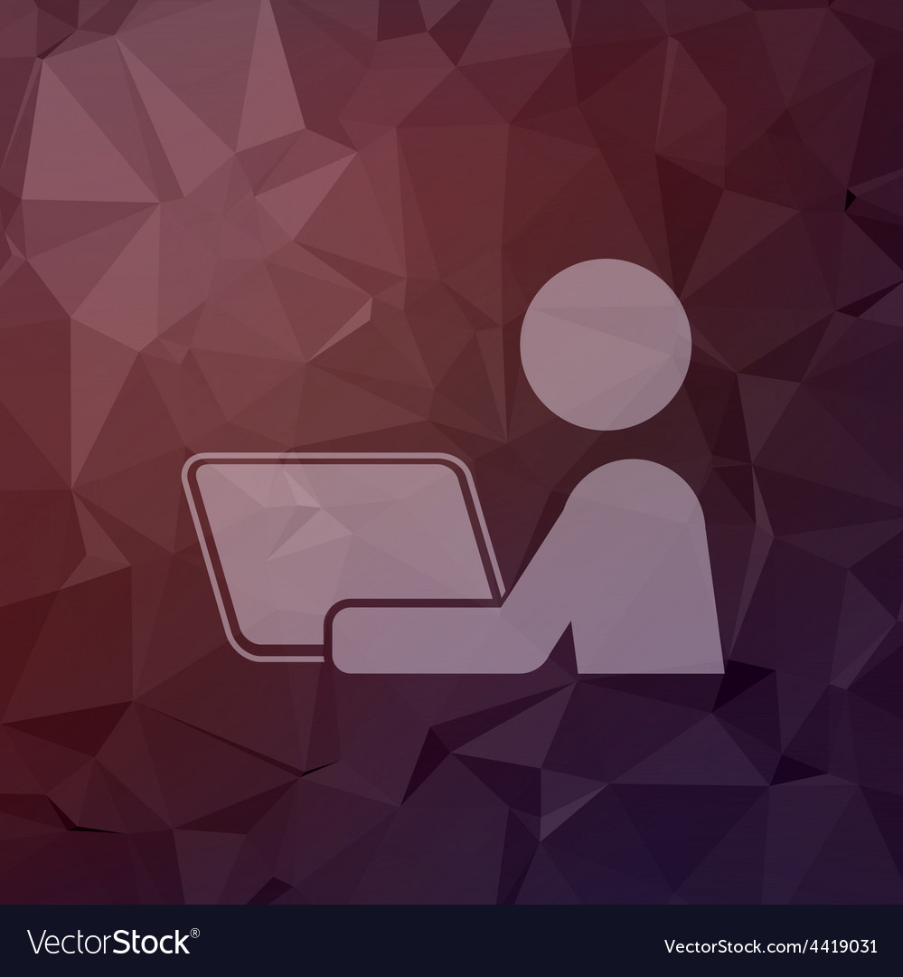 Man working on computer in flat style icon