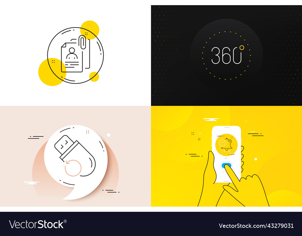 Minimal set of 360 degrees interview documents vector image Minimal set of 360 degrees interview documents