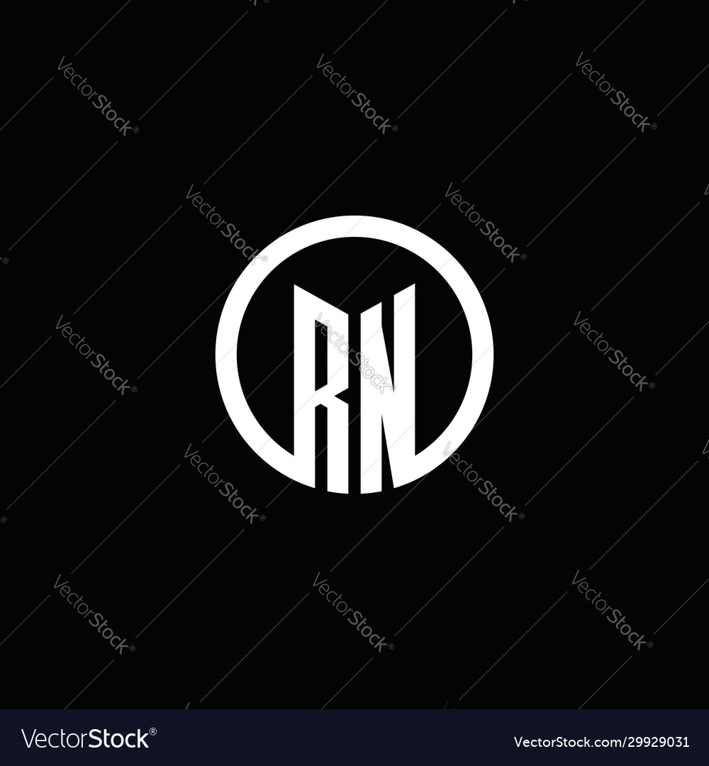 Rn monogram logo isolated with a rotating circle