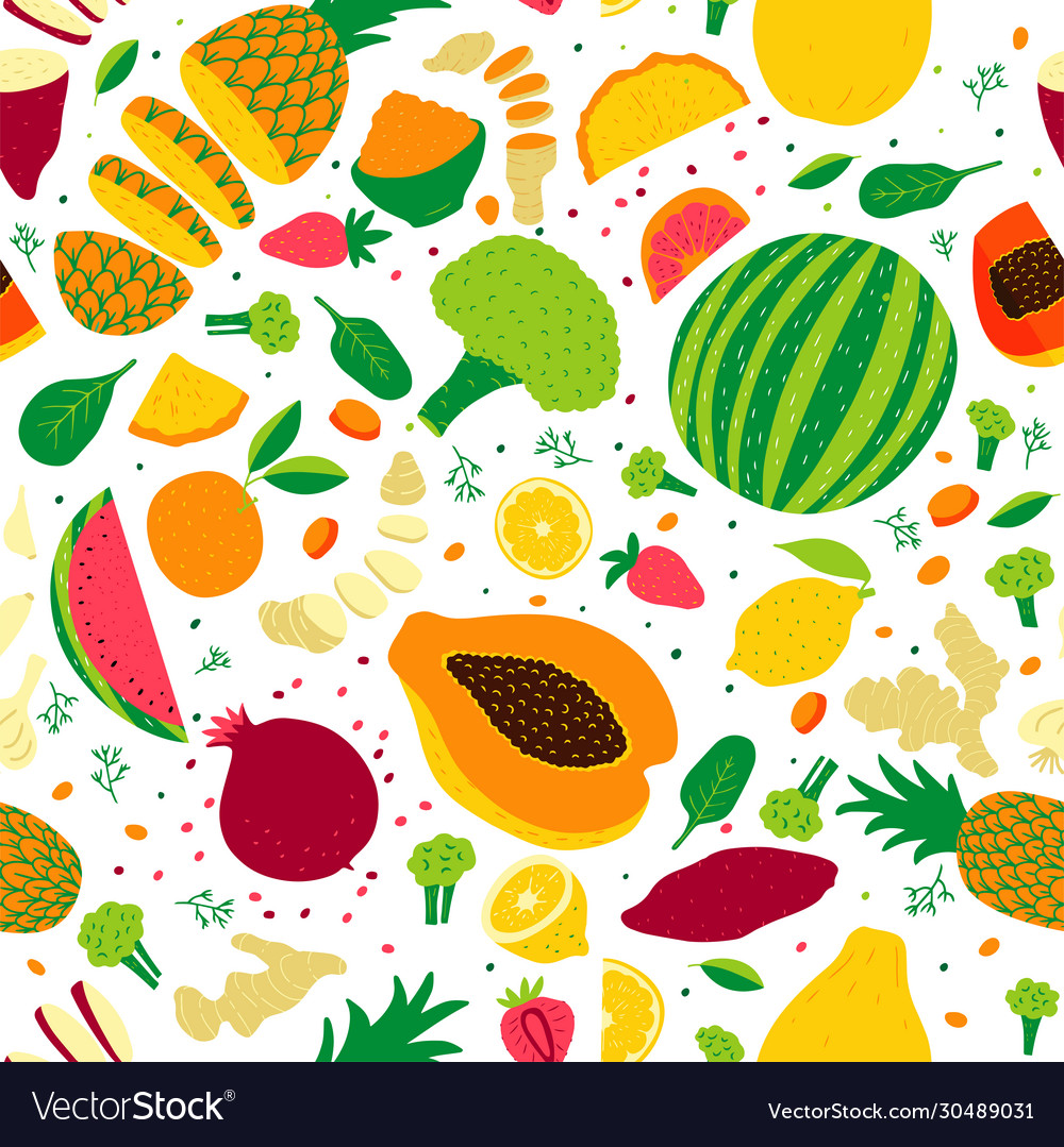 Seamless pattern fruits and vegetables