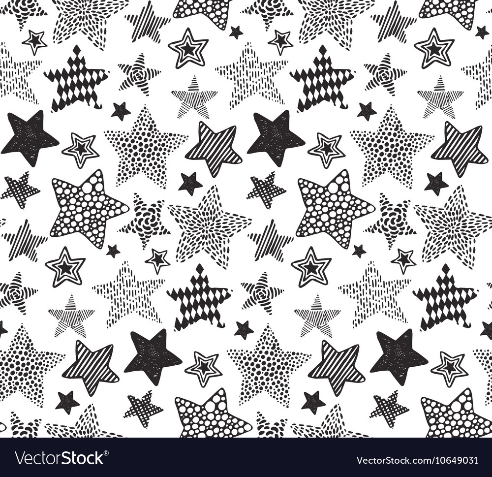 Seamless pattern with black hand drawn Royalty Free Vector