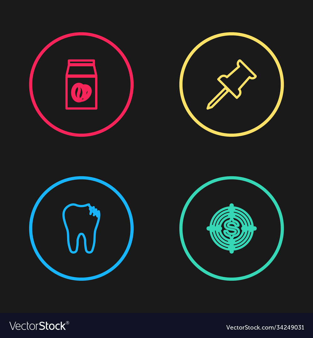 Set line broken tooth target with dollar push vector image Set line broken tooth target with dollar push
