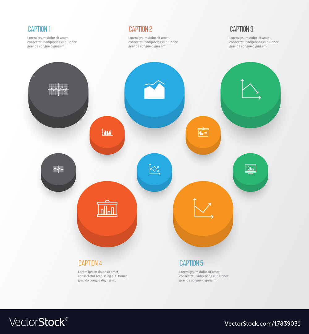 Set of graphs diagrams and statistics icons