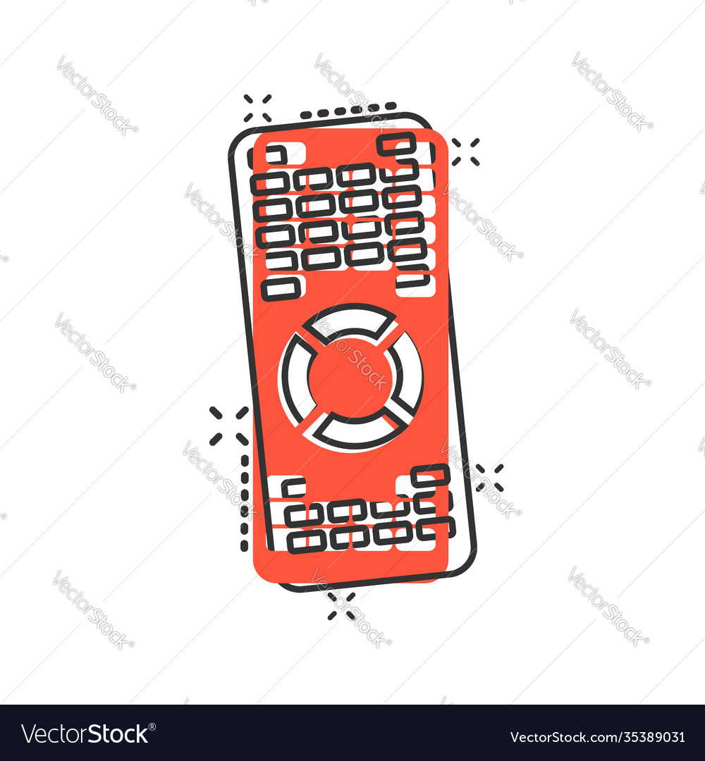 Tv remote icon in comic style television cartoon