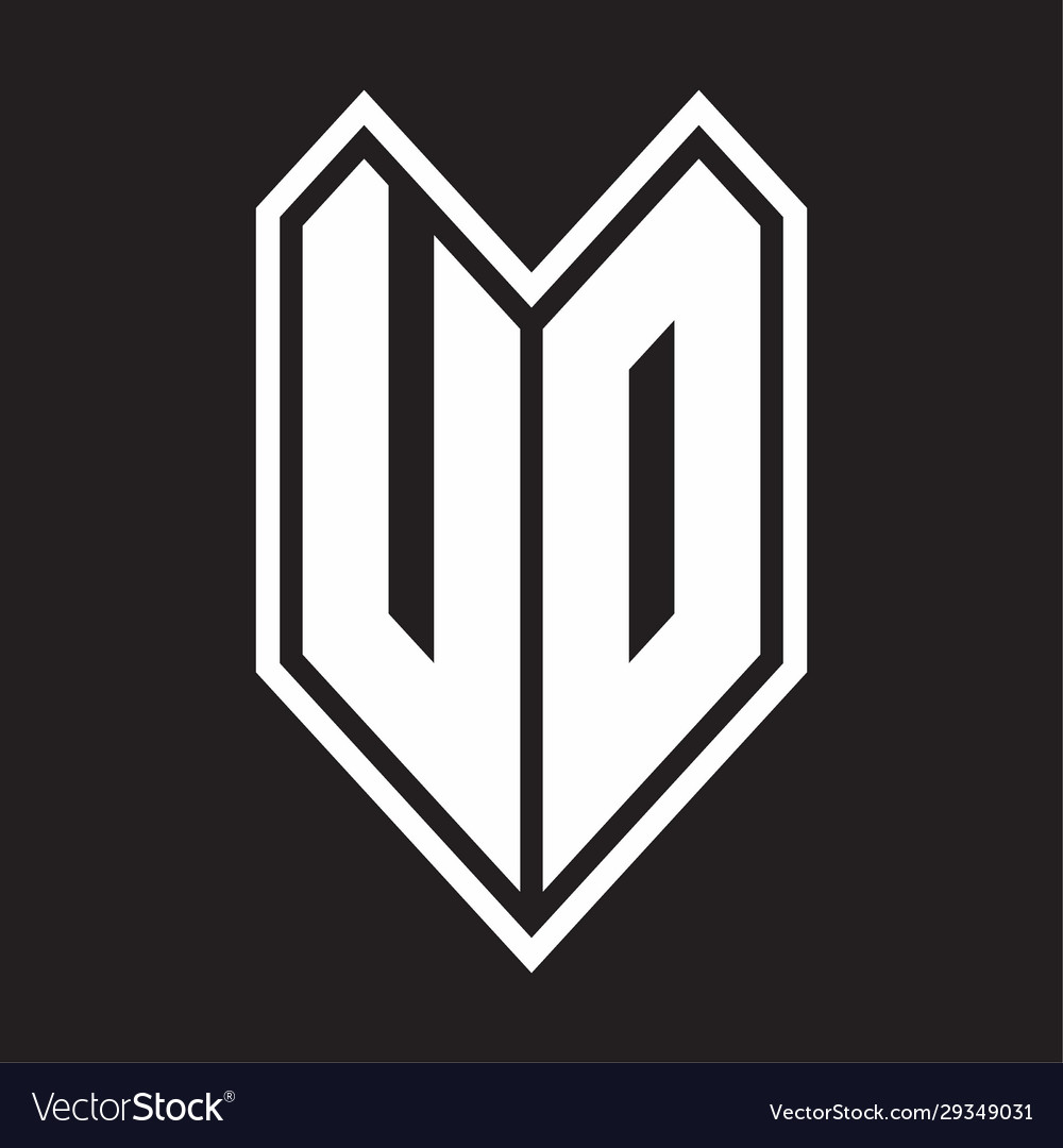 Ud logo monogram with emblem line style isolated