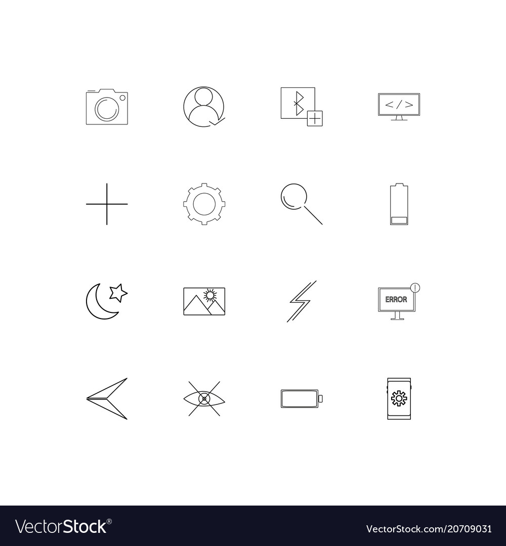 User interface simple linear icons set outlined