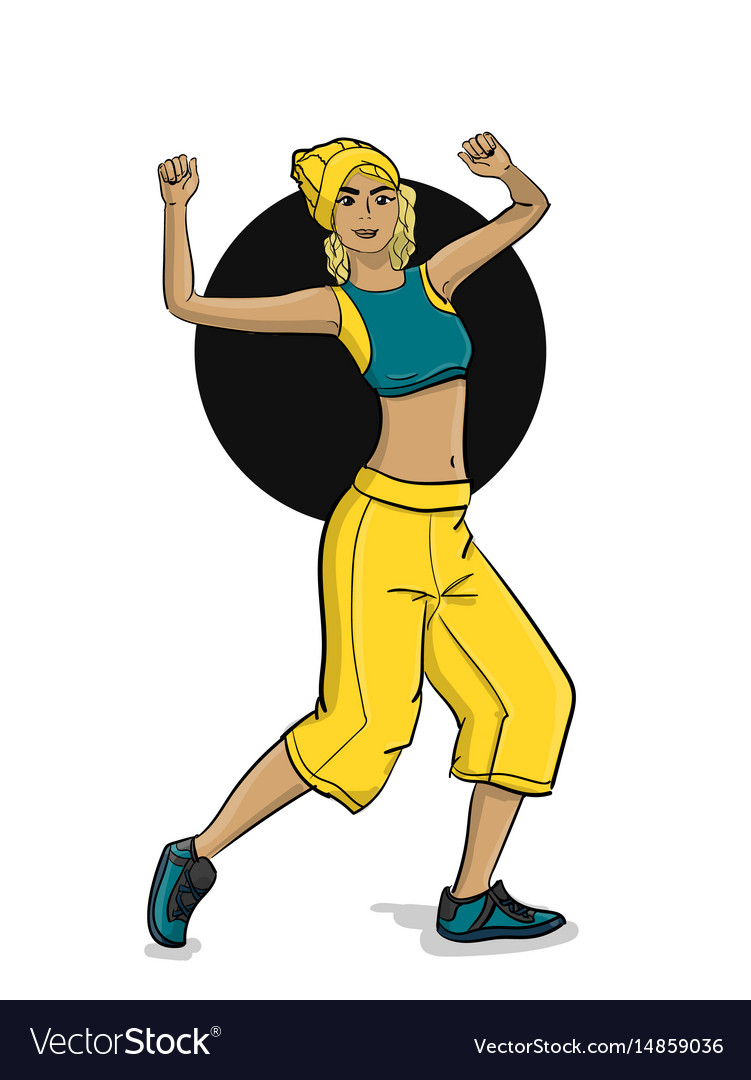 A Girl With Blinde Hair In Yellow Shorts And A Vector Image