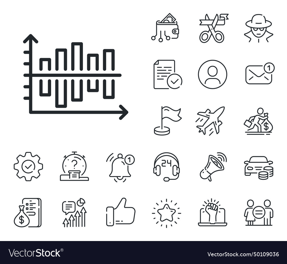 Diagram chart line icon column graph sign vector image Diagram chart line icon column graph sign