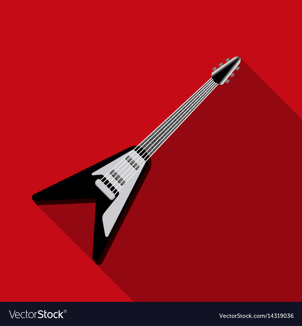 Electric guitar icon in flat style isolated