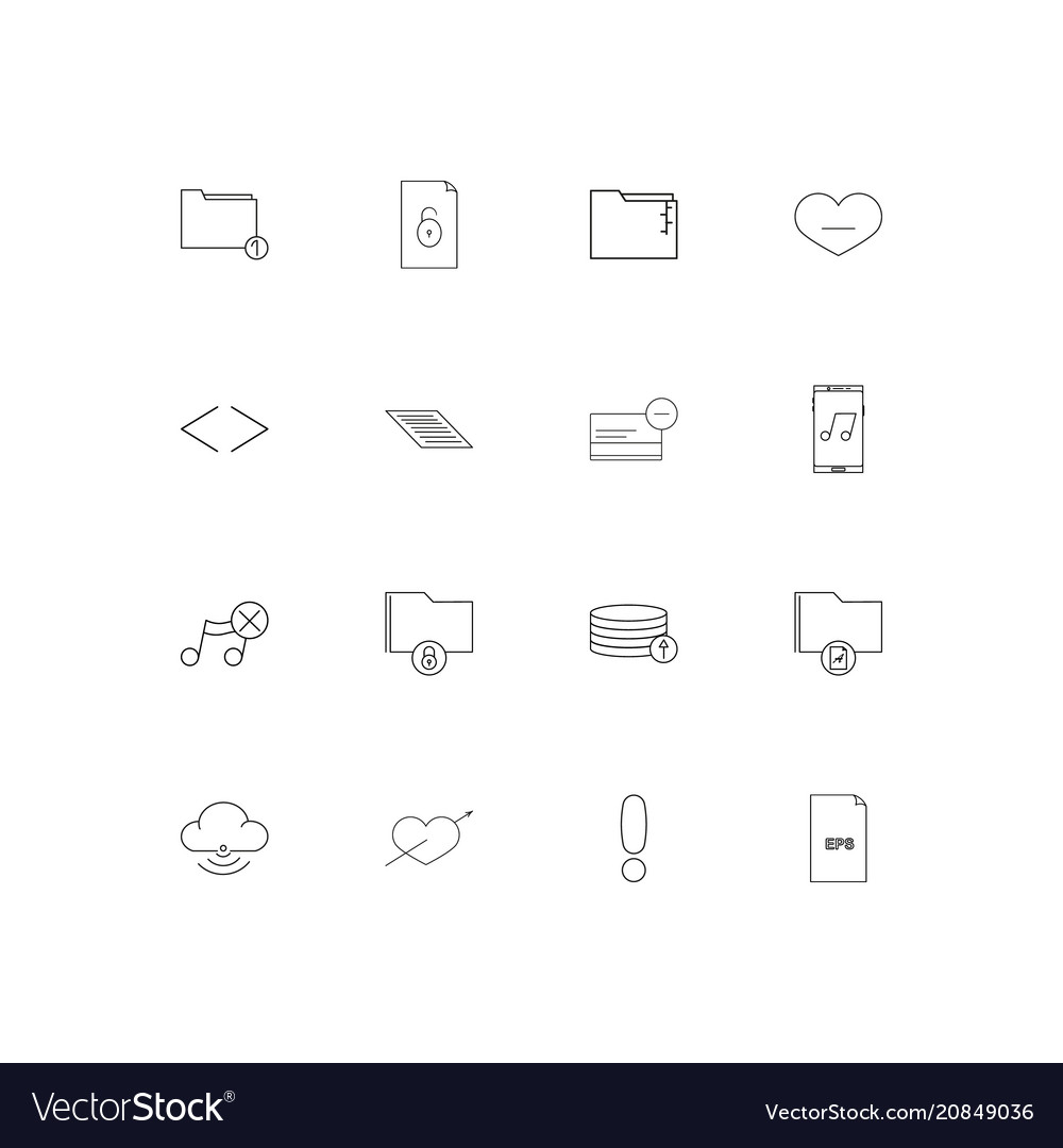 Files and folders sign linear thin icons set