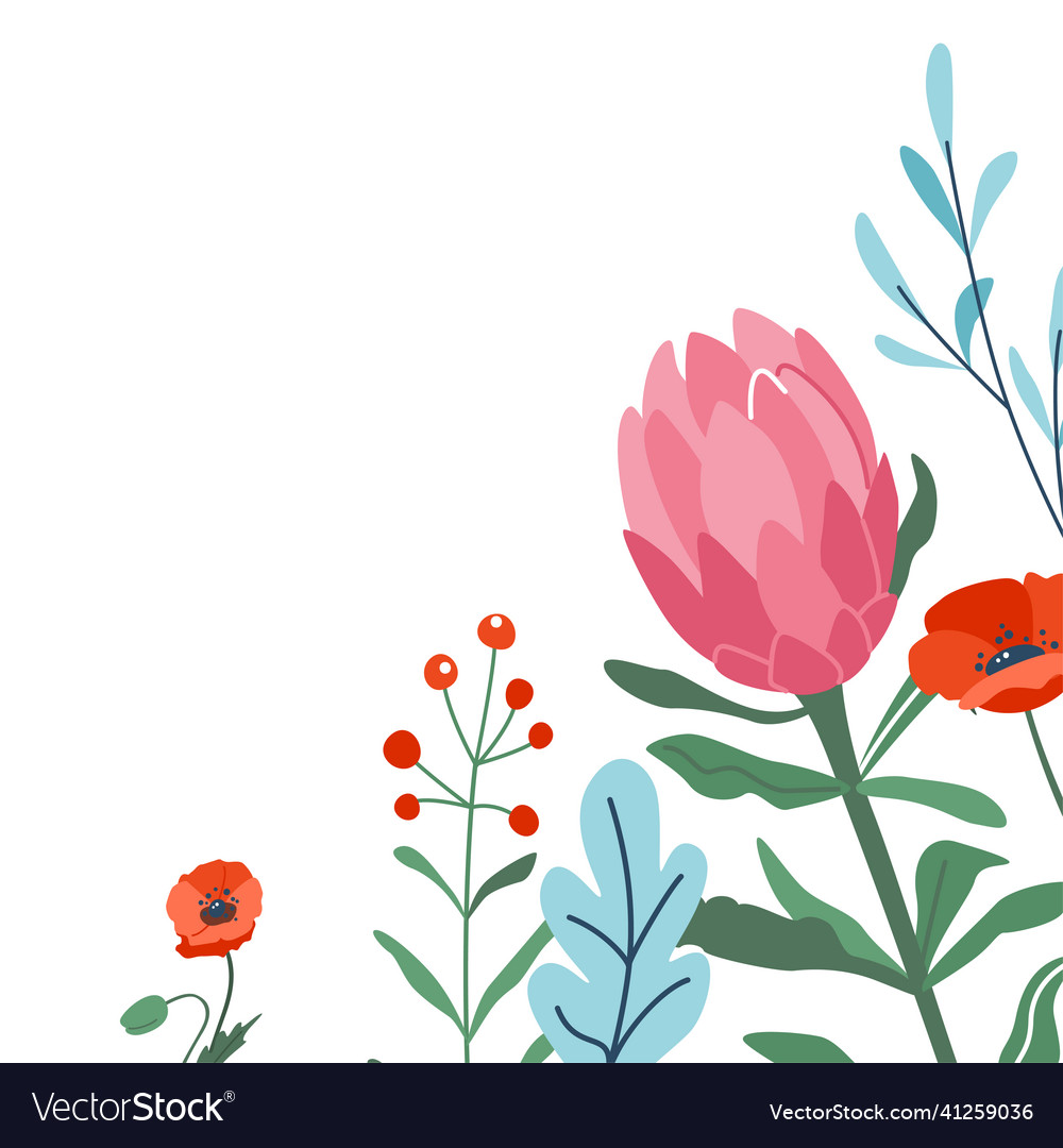 Flower corner frame spring Royalty Free Vector Image