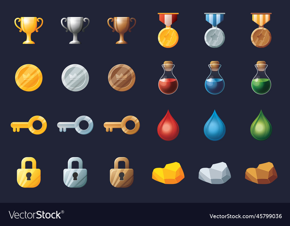 Game ui assets set gaming user interface icons Vector Image Game ui assets set gaming user interface icons