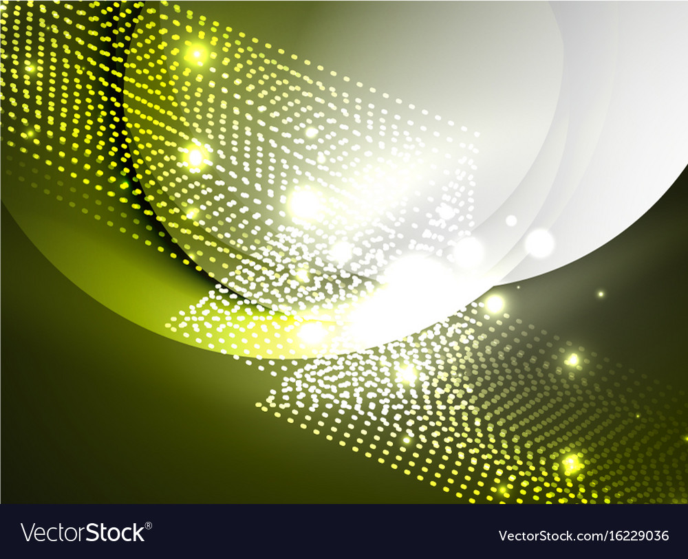 Glowing wave created with particles on dark color
