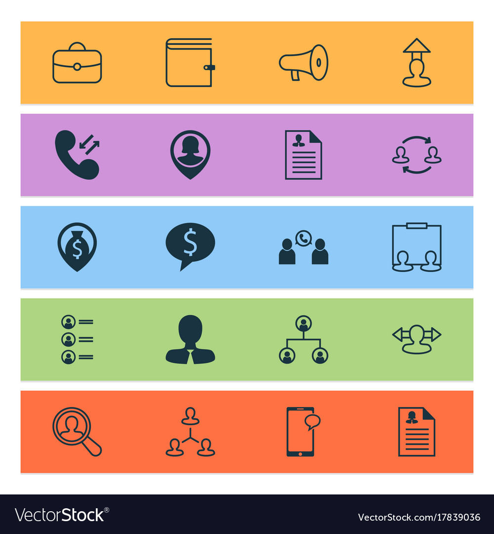 Hr icons set collection of hierarchy reverse