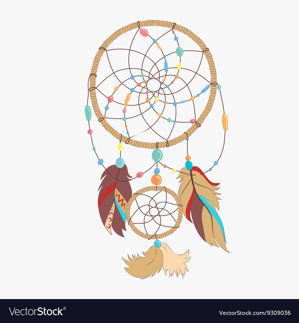 Magical dreamcatcher with sacred feathers to catch