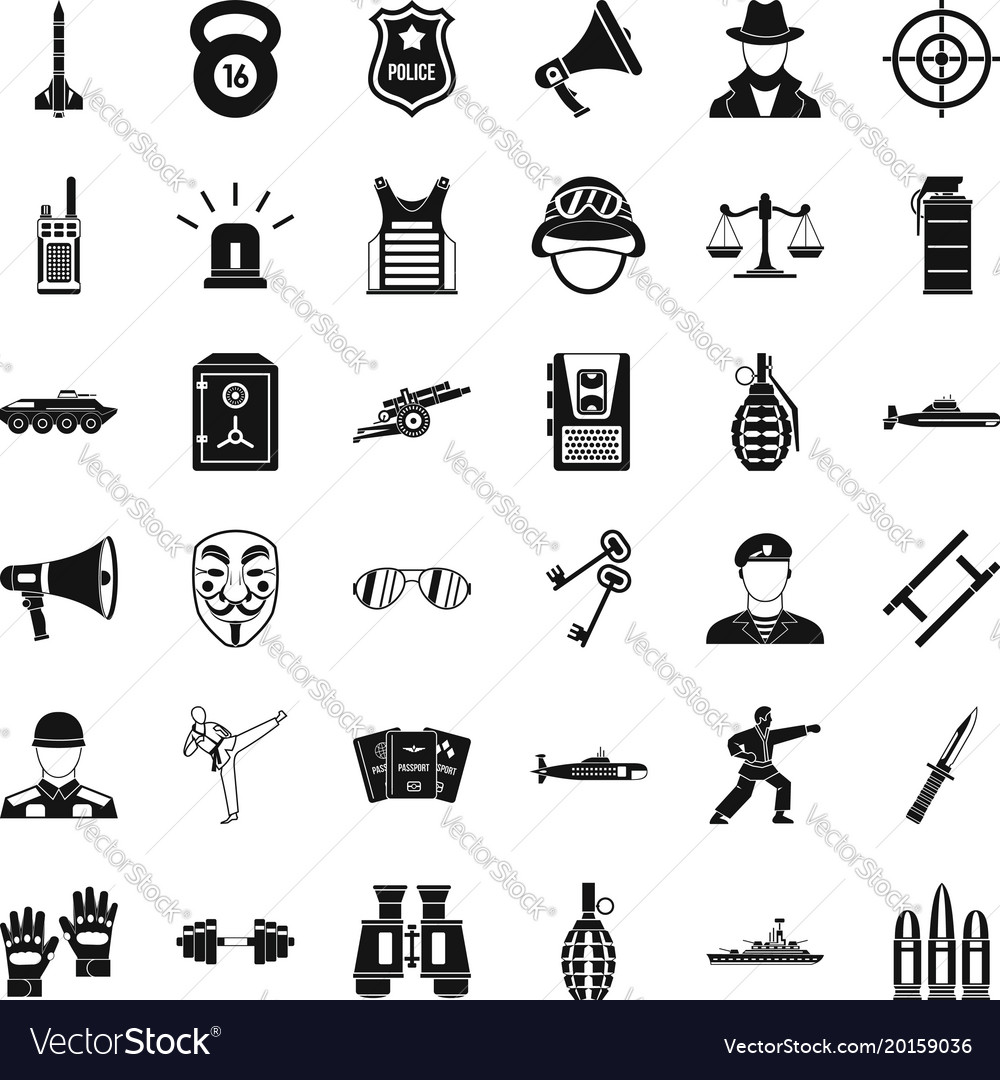 Police officer icons set simple style Royalty Free Vector