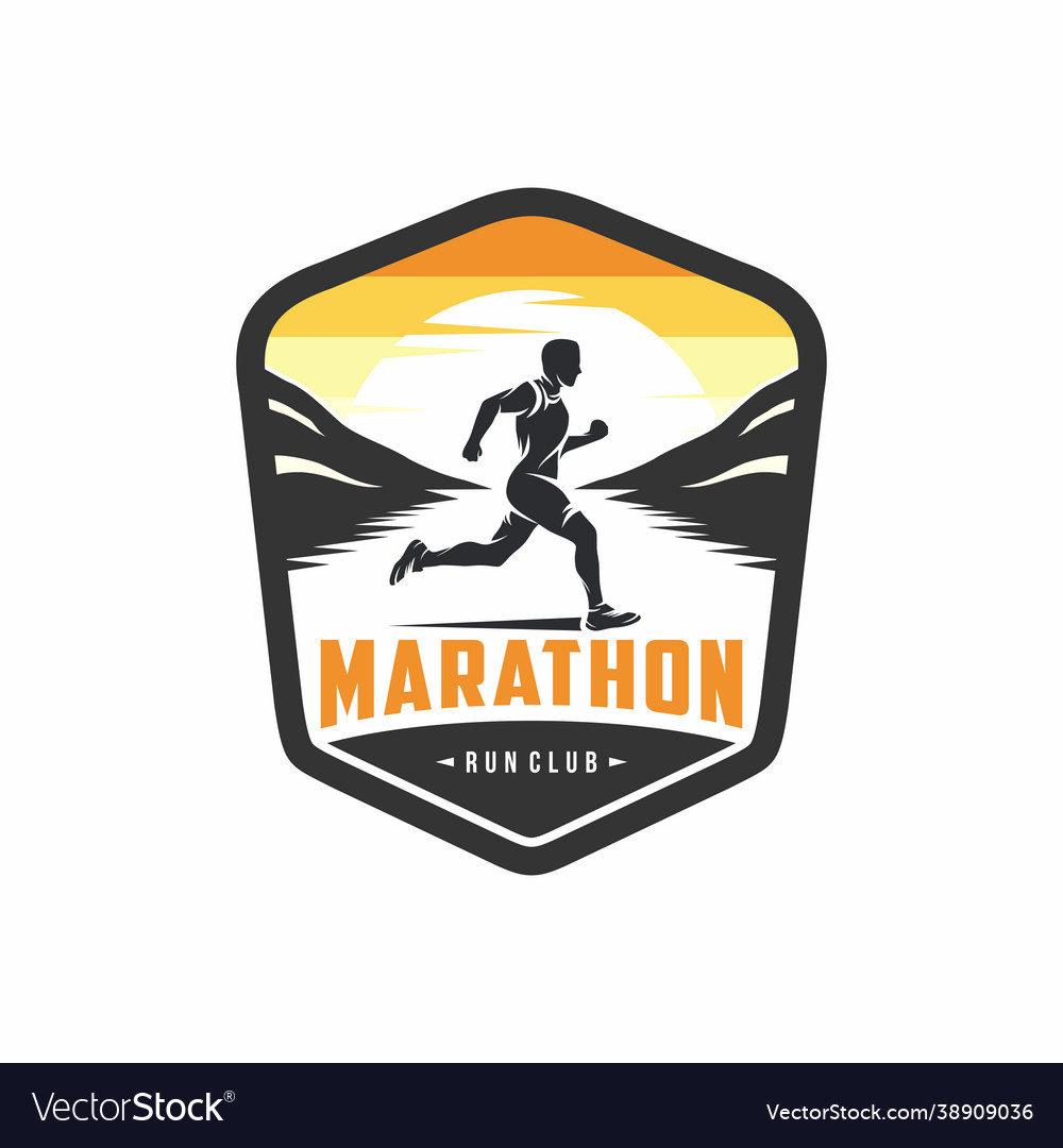 Running man silhouette logo designs marathon Vector Image