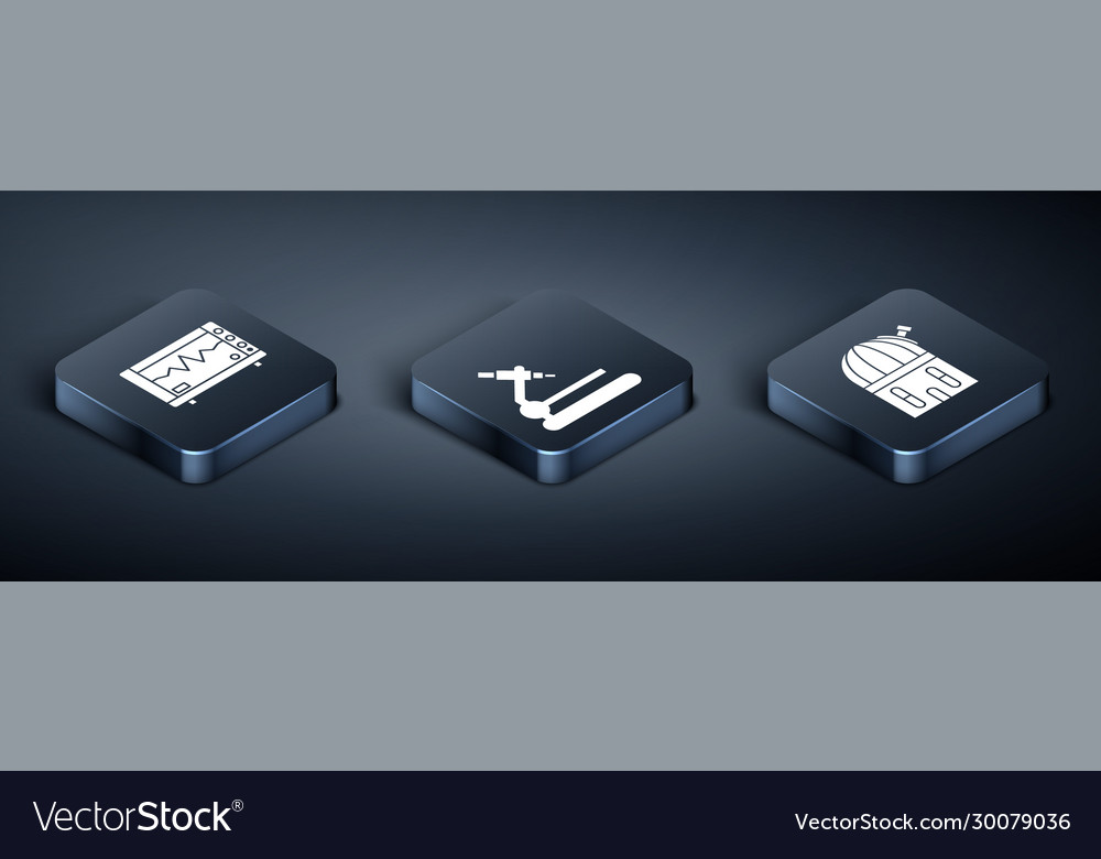 Set isometric computer monitor with cardiogram vector image Set isometric computer monitor with cardiogram