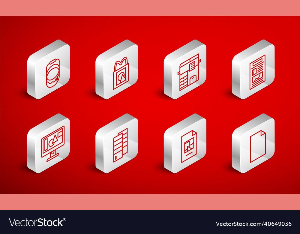 Set line empty document paper shopping bag copy