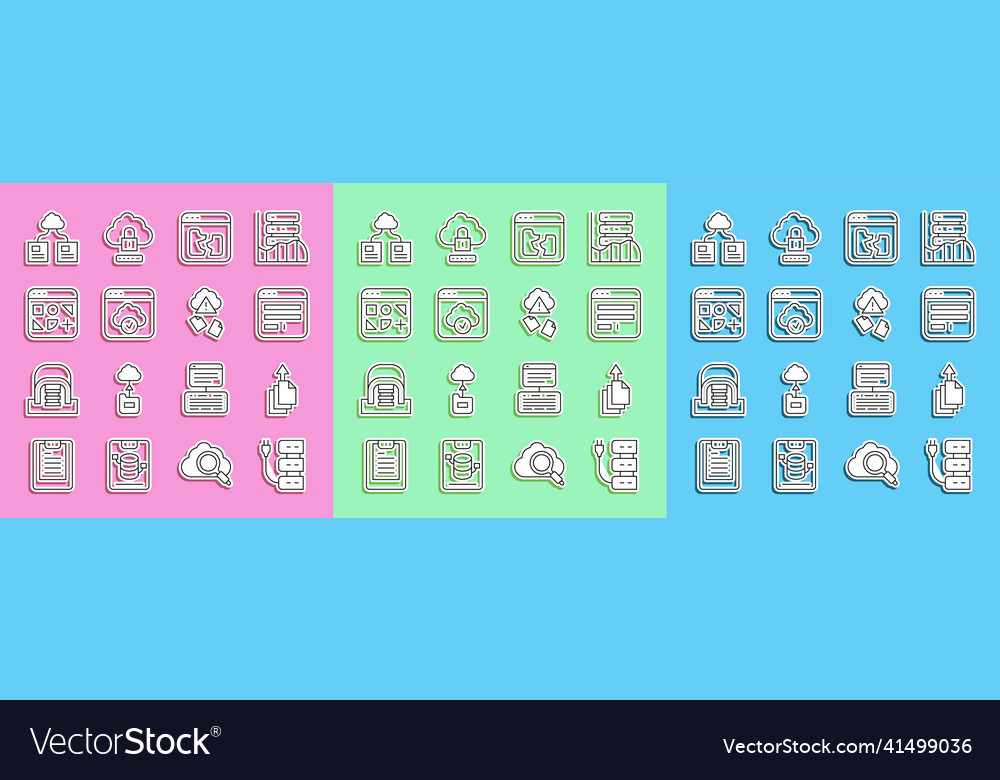 Set line server data export browser window vector image Set line server data export browser window