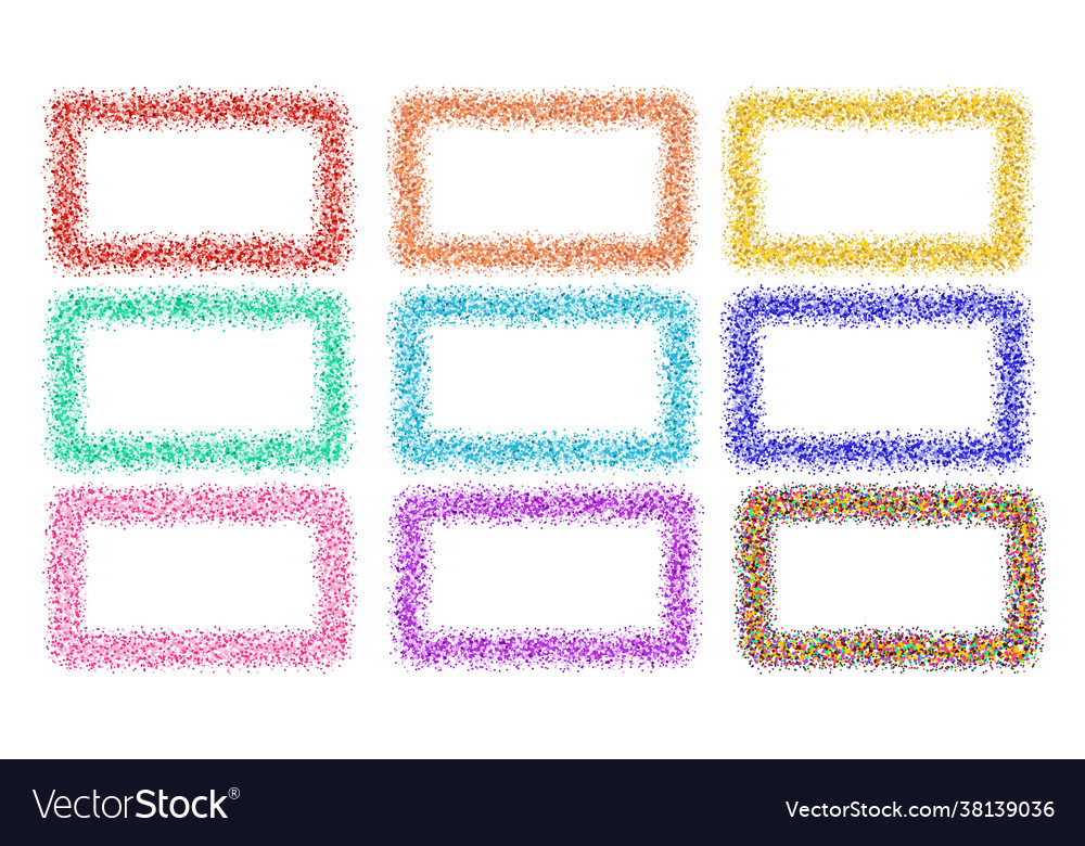 Sprayed particles frames colorful isolated Vector Image Sprayed particles frames colorful isolated