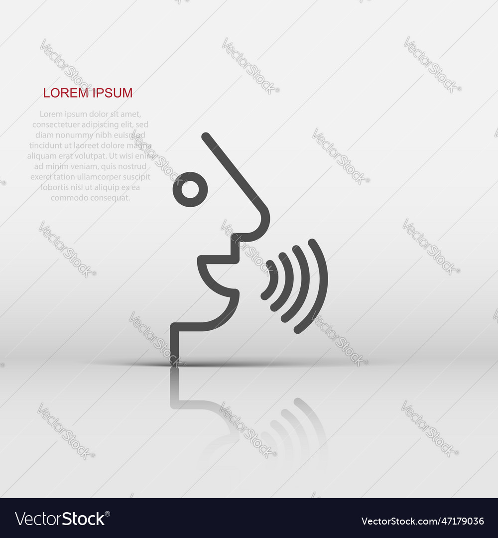 Voice command with sound waves icon in flat style vector image Voice command with sound waves icon in flat style