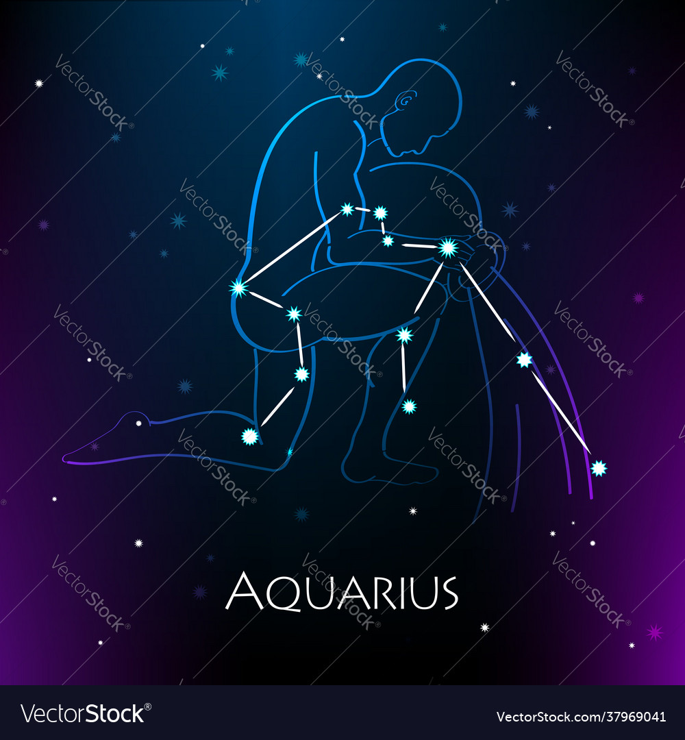 Aquarius zodiac sign and constellation Royalty Free Vector