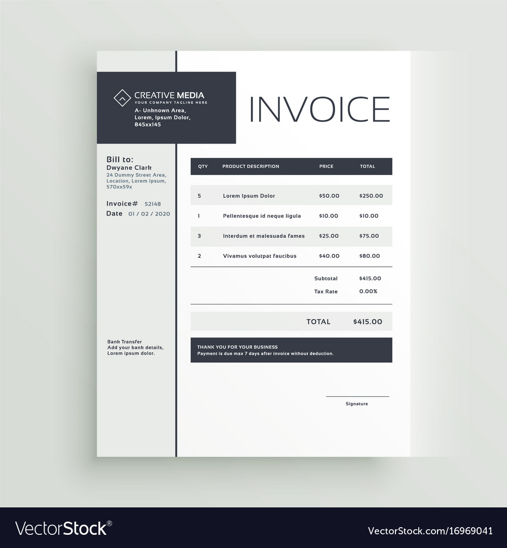 cool invoice template
 Creative invoice template design Royalty Free Vector Image