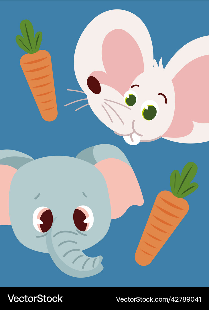Cute faces animals Royalty Free Vector Image - VectorStock
