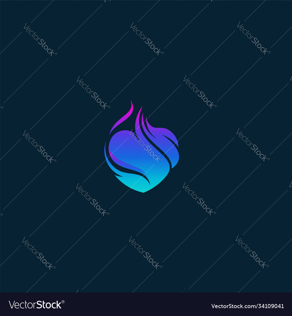 Fire Heart Logo Designs Concept Love Royalty Free Vector