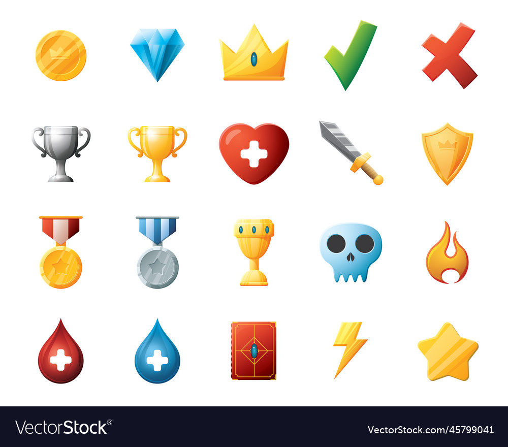 Game ui assets set gaming user interface icons