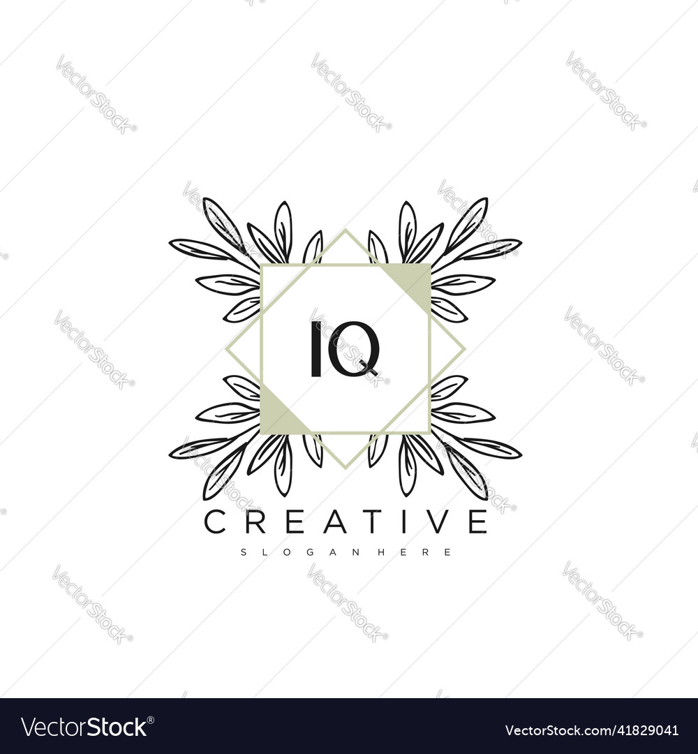 Iq initial letter flower logo template premium art