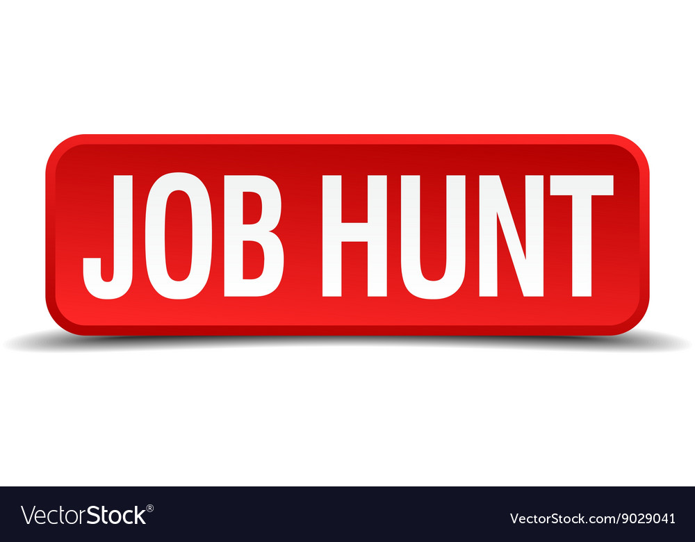 Job hunt red 3d square button isolated on white