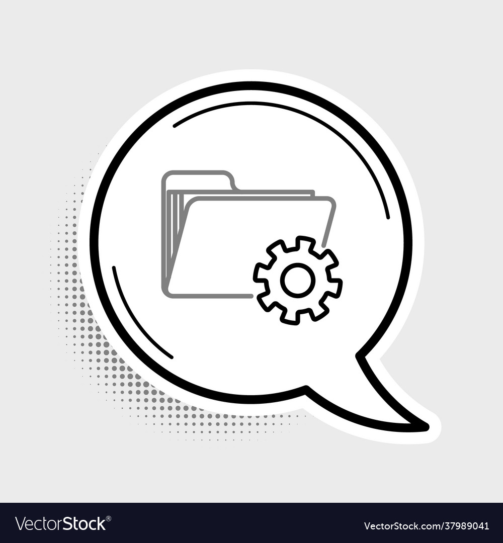 Line folder settings with gears icon isolated