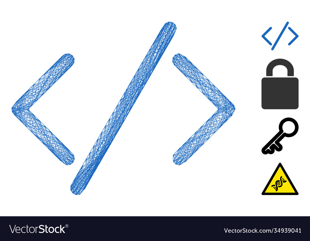 Linear html code mesh vector image Linear html code mesh